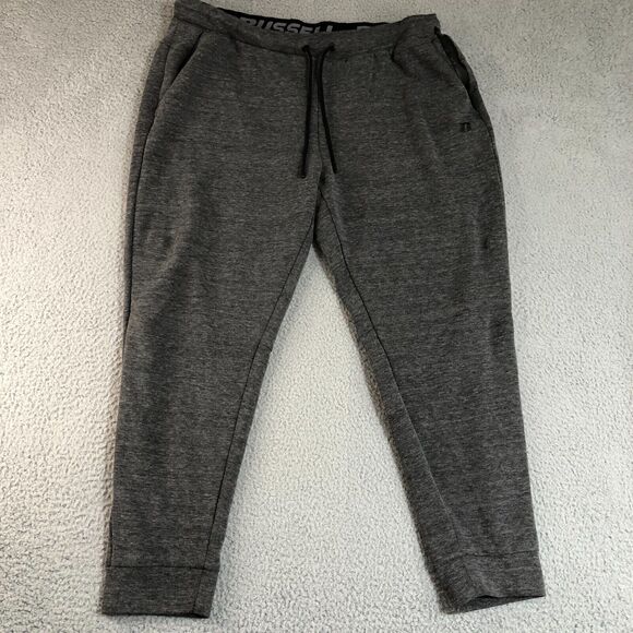 Russell Pants Mens Extra Large Gray Joggers Basketball Sweatpants‎ Logo Pockets - Picture 1 of 8